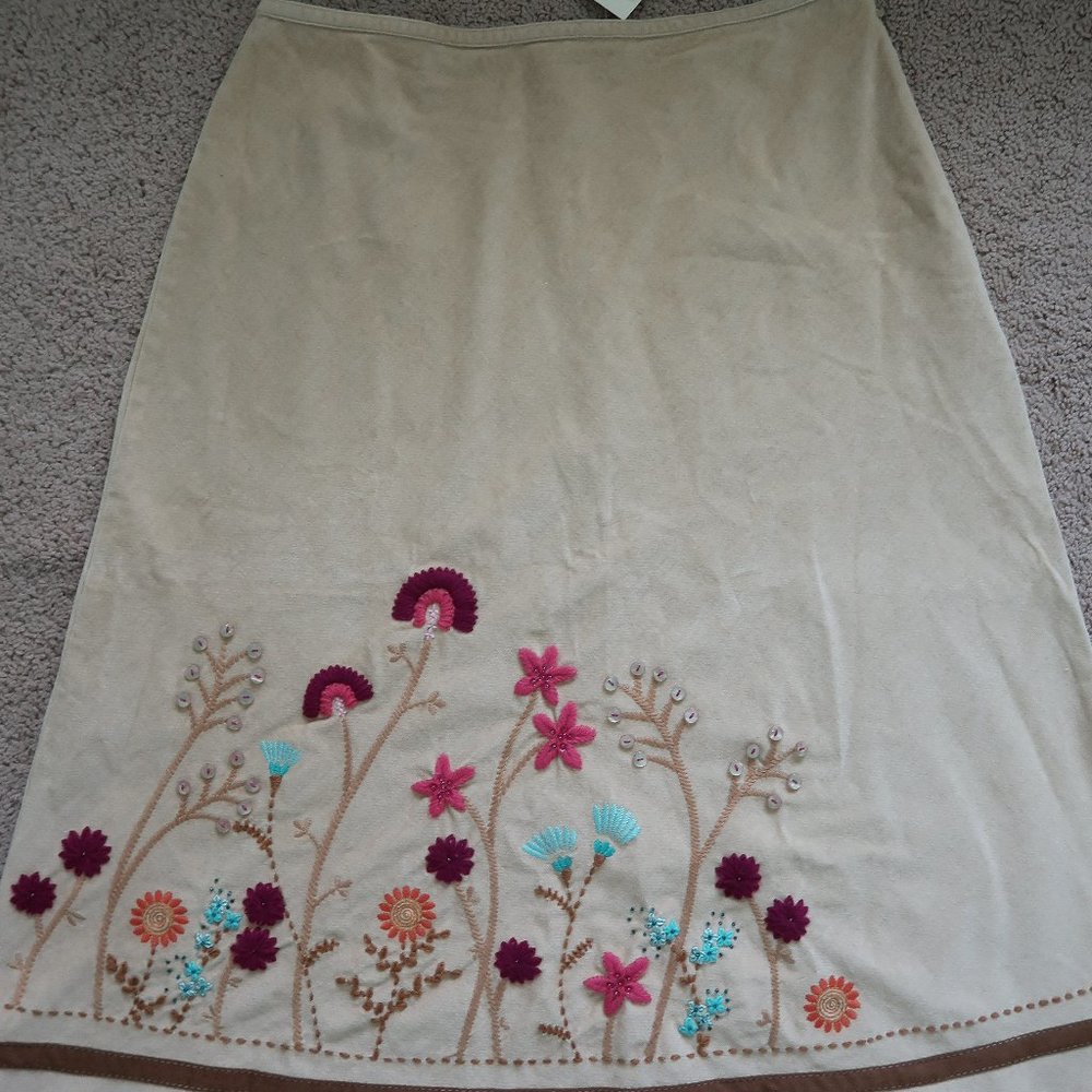 J. Jill Velvet Skirt with Floral Motif